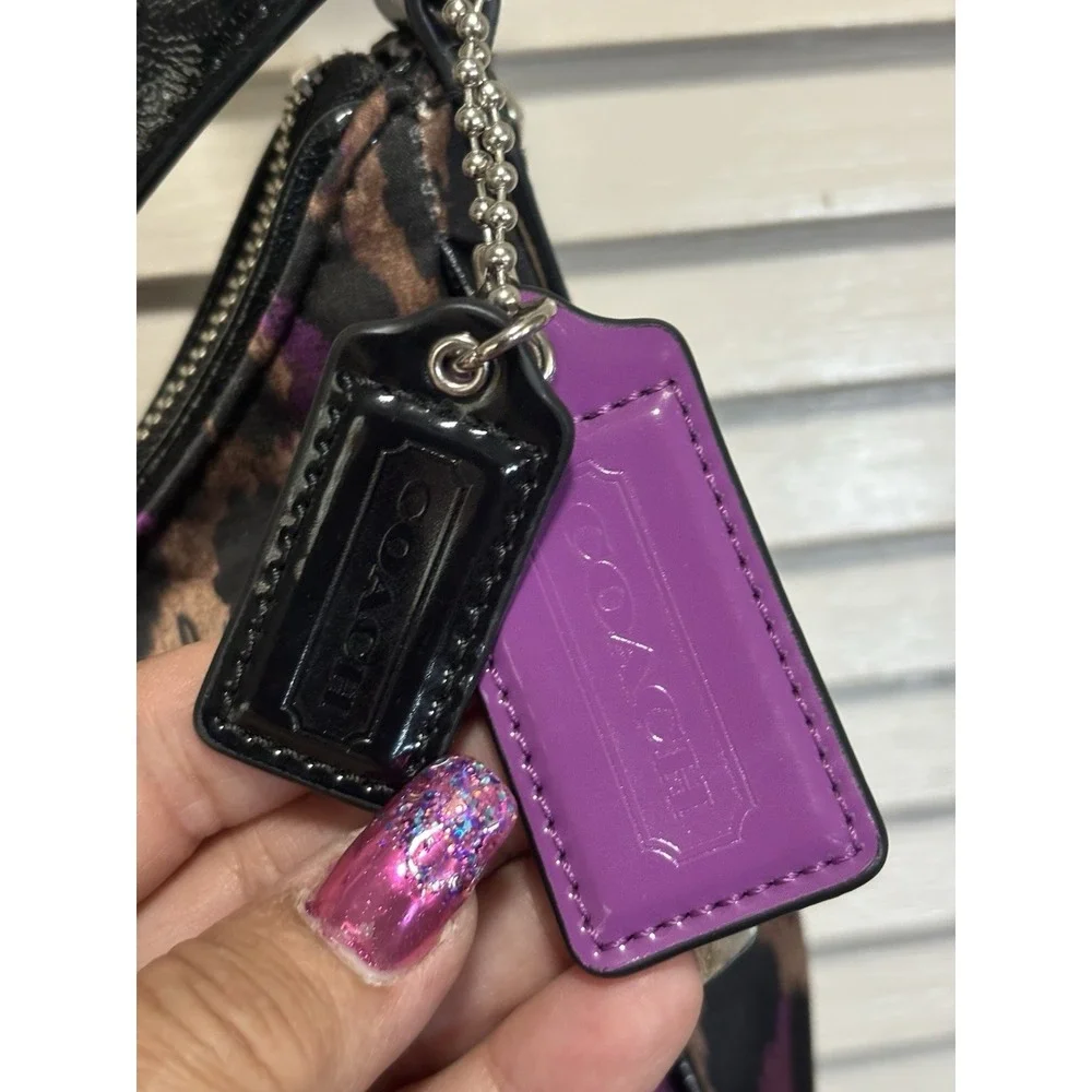 COACH NWT Ocelot Hobo Violet Multi Animal Print F26033 Large Logo